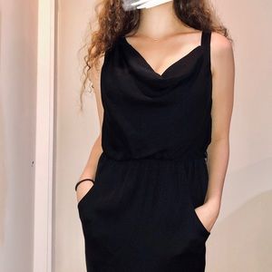 Black Mango Evening Dress w/ Asymmetrical Neckline